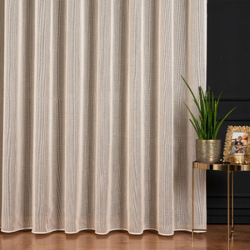 MALIA Firana fantazyjna z ołowianką, wysokość 300cm, kolor  kremowy