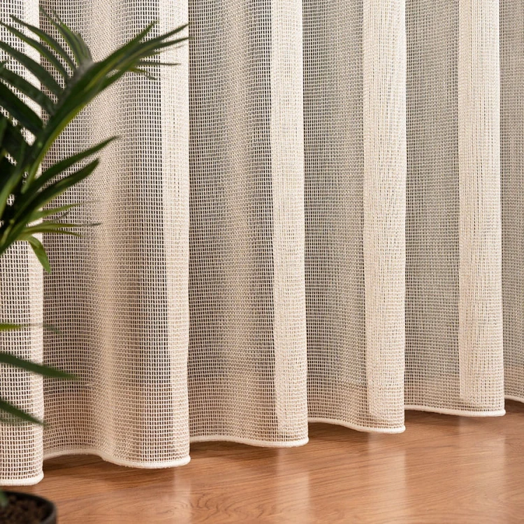 MALIA Firana fantazyjna z ołowianką, wysokość 300cm, kolor  kremowy