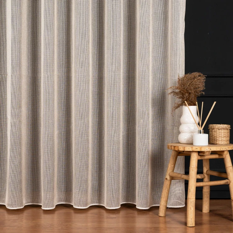 MALIA Firana fantazyjna z ołowianką, wysokość 300cm, kolor  beżowy