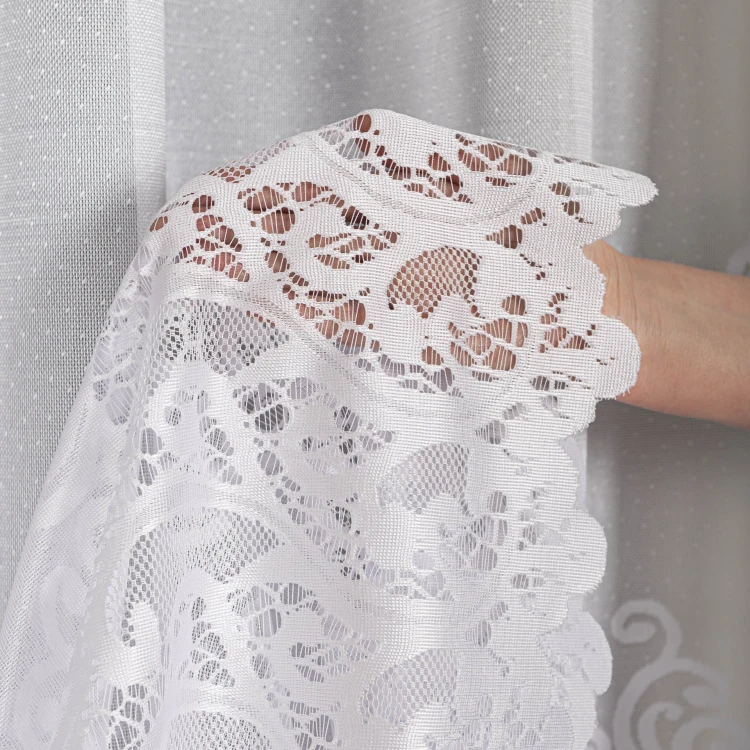 Firanka żakardowa ze wzorem pasowym, wysokość 250cm, kolor 001 biały 107871/000/001/000250/1