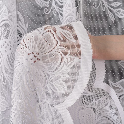 Firanka żakardowa ze wzorem po całości, wysokość 175cm, kolor 001 biały 004713/000/001/000175/1