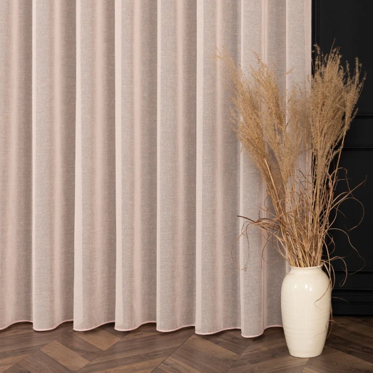 PETRA Firanka z ołowianką, wysokość 320cm, kolor pastelowy różowy