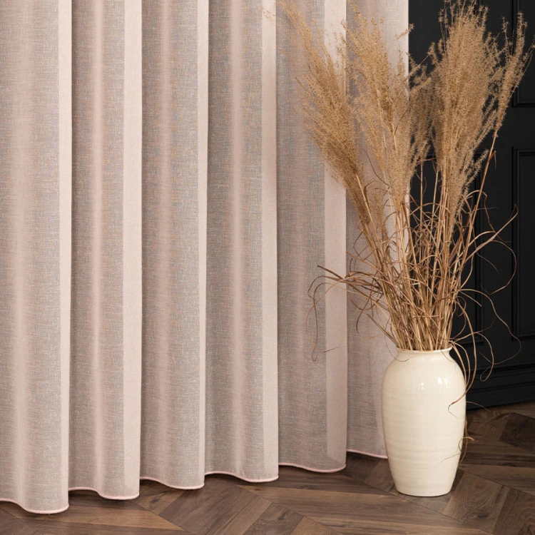 PETRA Firanka z ołowianką, wysokość 320cm, kolor pastelowy różowy