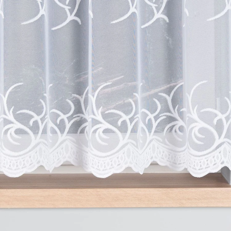 Firanka żakardowa ze wzorem pasowym, wysokość 160cm, kolor 001 biały 023297/000/001/000160/1