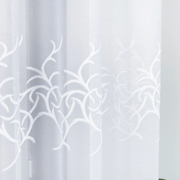 Firanka żakardowa ze wzorem pasowym, wysokość 160cm, kolor 001 biały 023297/000/001/000160/1