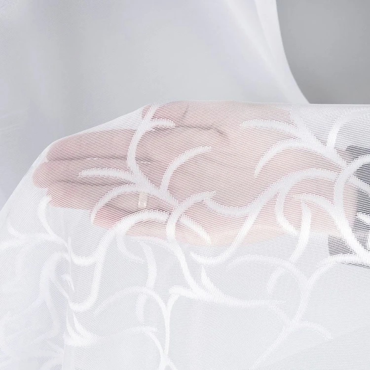 Firanka żakardowa ze wzorem pasowym, wysokość 160cm, kolor 001 biały 023297/000/001/000160/1