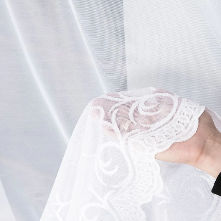 Firanka żakardowa ze wzorem pasowym, wysokość 160cm, kolor 001 biały 023297/000/001/000160/1