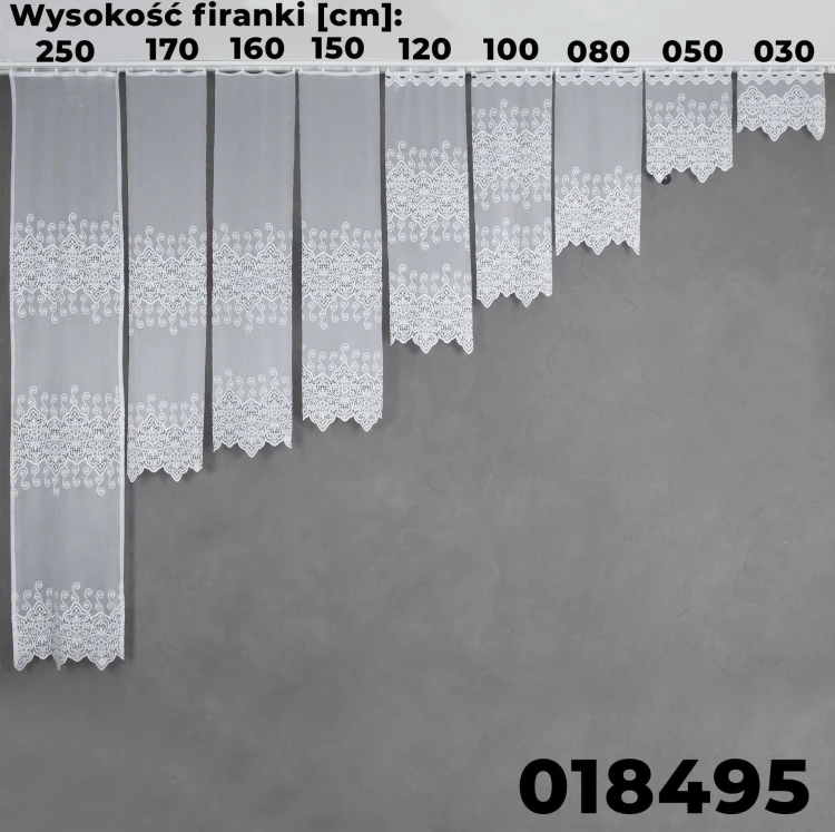 Firanka żakardowa ze wzorem pasowym, wysokość 160cm, kolor 001 biały 018495/000/001/000160/1