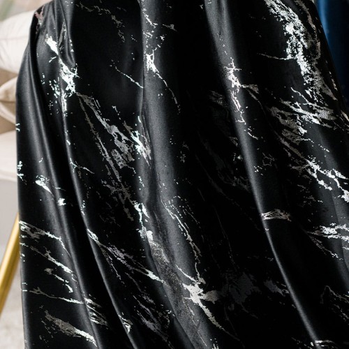 MARMA Tkanina dekoracyjna, wysokość 300cm, kolor 111 czarny ze srebrnym nadrukiem na VELVI TD0037/TDP/111/000300/1