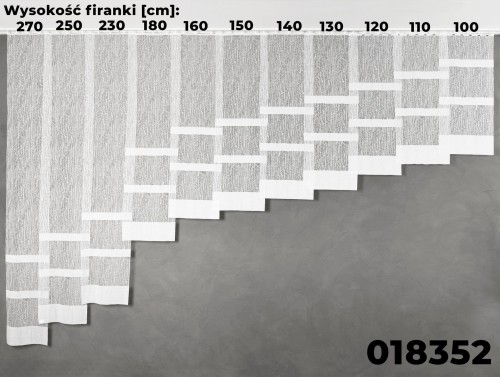 Firanka żakardowa ze wzorem pasowym, wysokość 150cm, kolor 001 biały 018352/000/001/000150/1