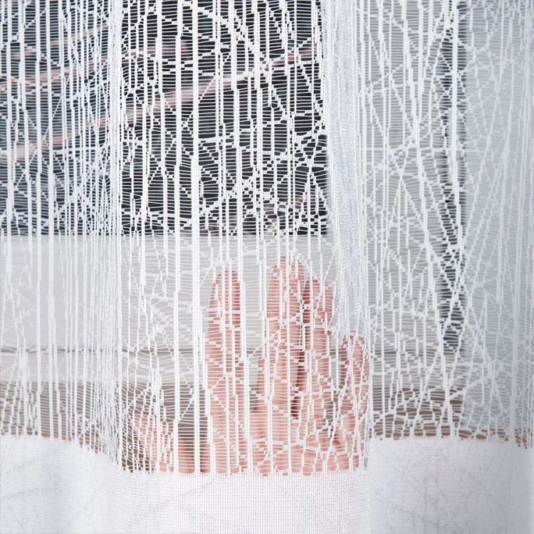 Firanka żakardowa ze wzorem pasowym, wysokość 150cm, kolor 001 biały 018352/000/001/000150/1