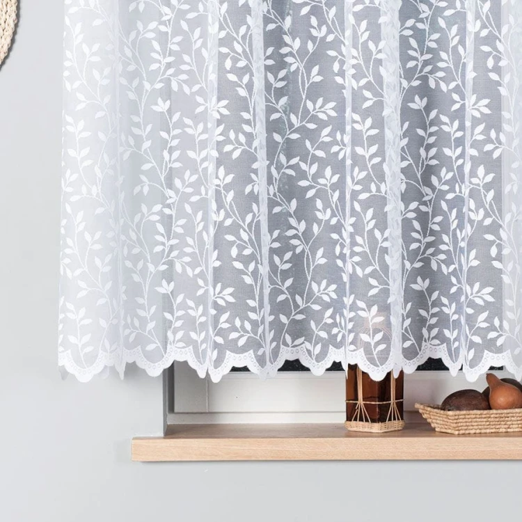 Firanka żakardowa ze wzorem po całości, wysokość 150cm, kolor 001 biały 023058/000/001/000150/1