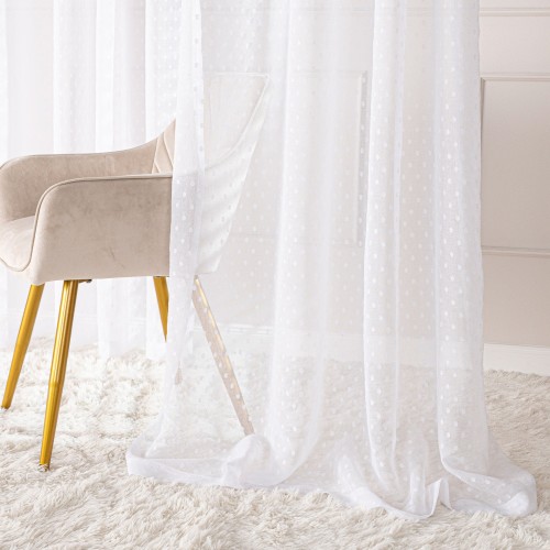 Firana gotowa na przelotkach, szerokość 140cm x wysokość 250cm, kolor biały