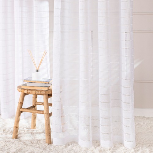 Firana gotowa na przelotkach, szerokość 300cm x wysokość 250cm, kolor biały