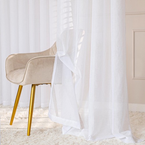 NALA Firana gotowa na przelotkach, szerokość 300cm x wysokość 250cm, kolor  biała