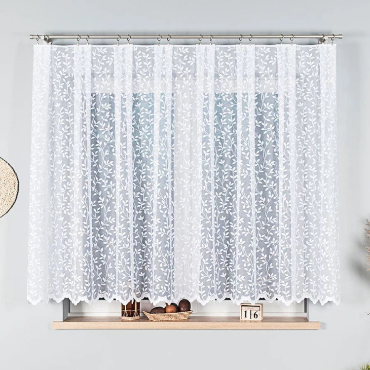 Firanka żakardowa ze wzorem po całości, wysokość 150cm, kolor 001 biały 023058/000/001/000150/1