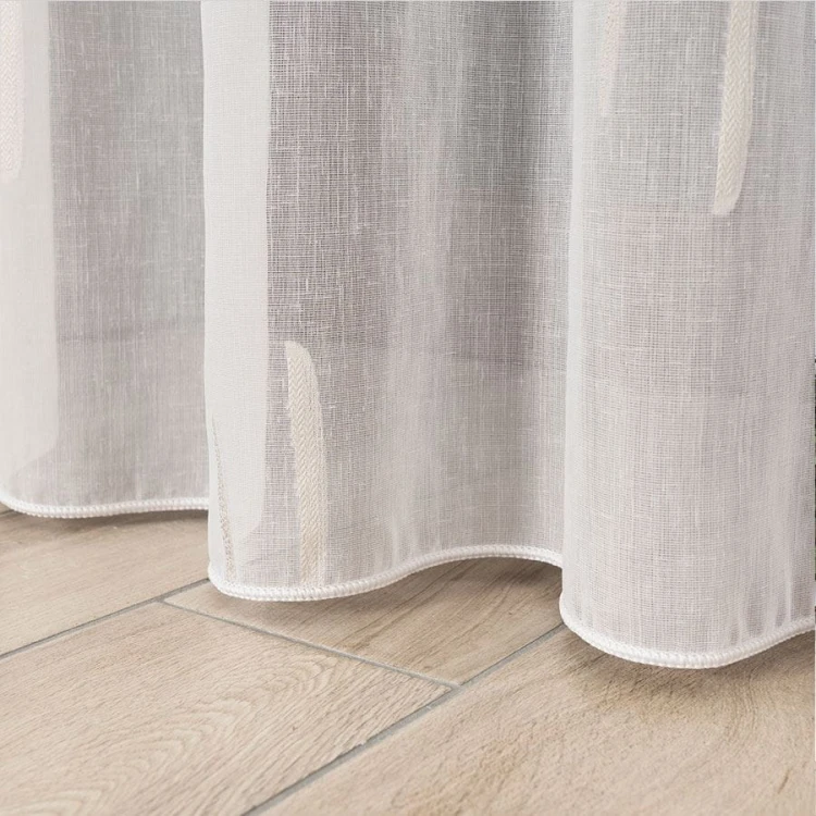 Firanka fantazyjna ze wzorem po całości z ołowianką, wysokość 320cm, kolor biały z beżowym