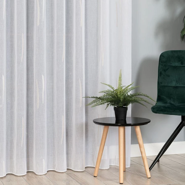 Firanka fantazyjna ze wzorem po całości z ołowianką, wysokość 320cm, kolor biały z beżowym