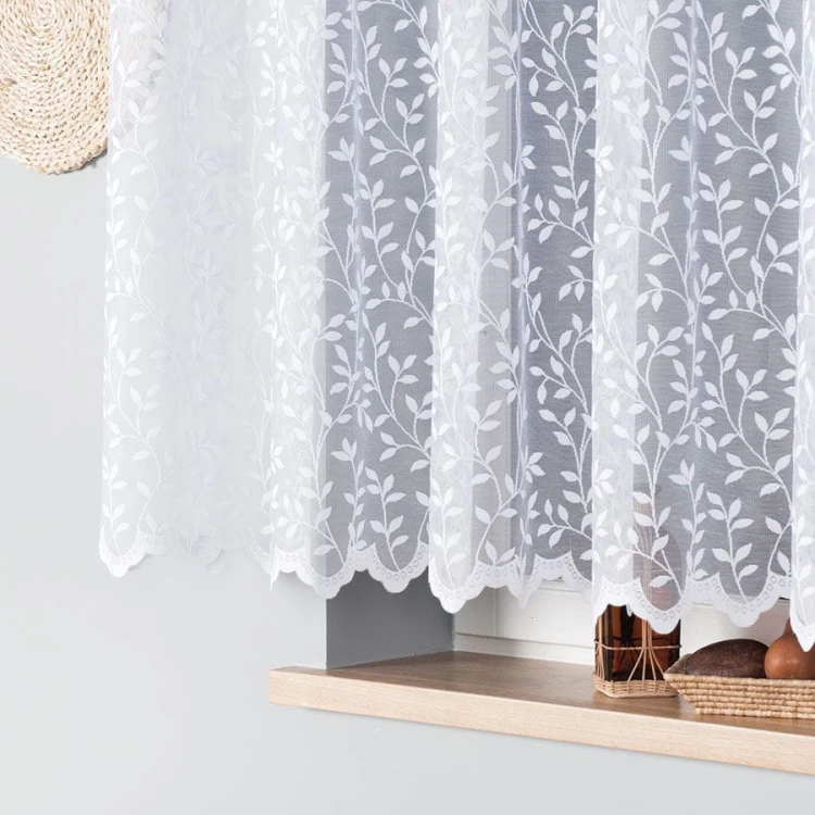 Firanka żakardowa ze wzorem po całości, wysokość 150cm, kolor 001 biały 023058/000/001/000150/1