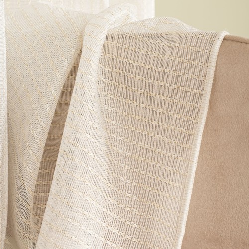 Firanka fantazyjna z ołowianką, wysokość 300cm, kolor  kremowy ze złotą nitką