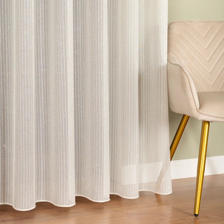 Firanka fantazyjna z ołowianką, wysokość 300cm, kolor  kremowy ze złotą nitką