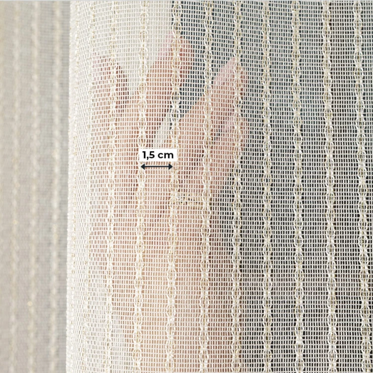 Firanka fantazyjna z ołowianką, wysokość 300cm, kolor  kremowy ze złotą nitką