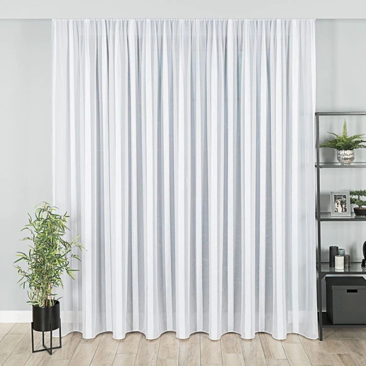 Firanka fantazyjna z ołowianką, z pionowymi pasami, wysokość 300cm, kolor biały