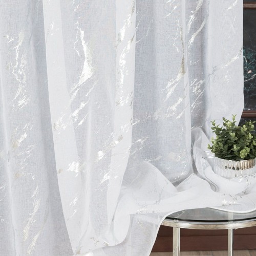 MARMA Firanka fantazyjna z ołowianką, wysokość 300cm, kolor  biały ze srebrnym