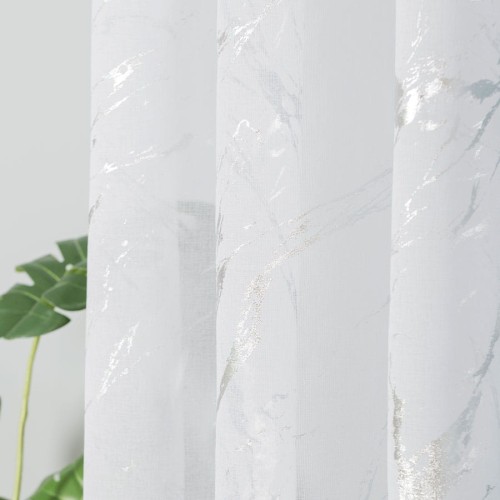 MARMA Firanka fantazyjna z ołowianką, wysokość 300cm, kolor  biały ze srebrnym