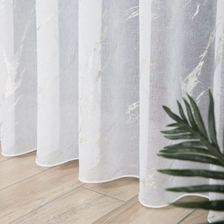 MARMA Firanka fantazyjna z ołowianką, wysokość 300cm, kolor  biały ze srebrnym