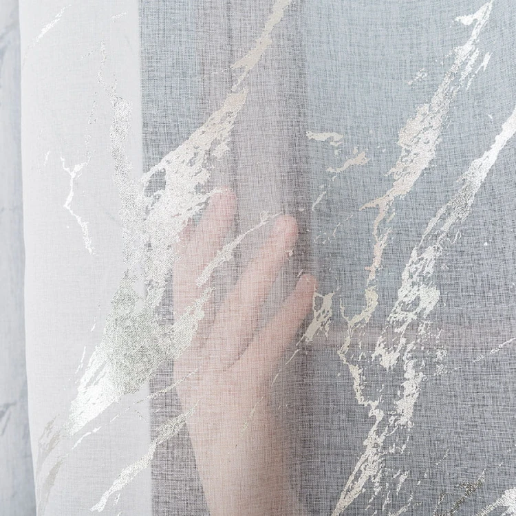 MARMA Firanka fantazyjna z ołowianką, wysokość 300cm, kolor  biały ze srebrnym