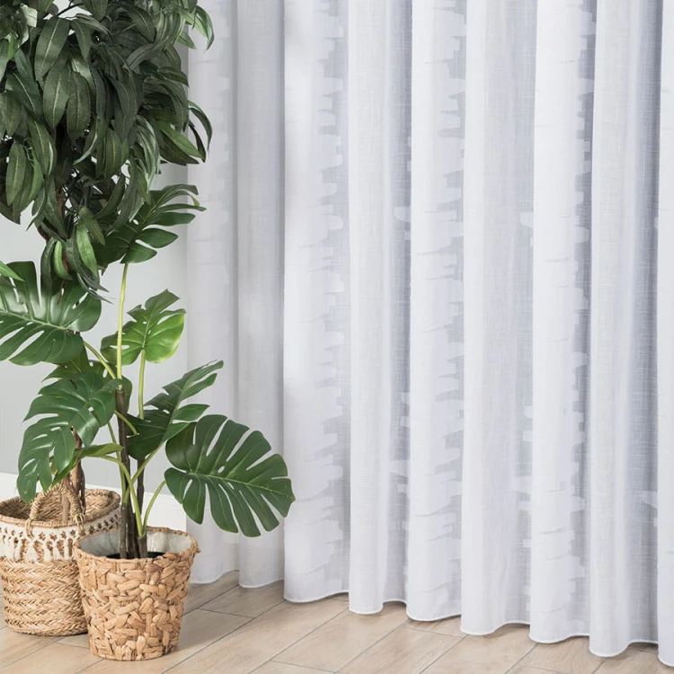 Firanka fantazyjna ze wzorem po całości z ołowianką, wysokość 300cm, kolor biały