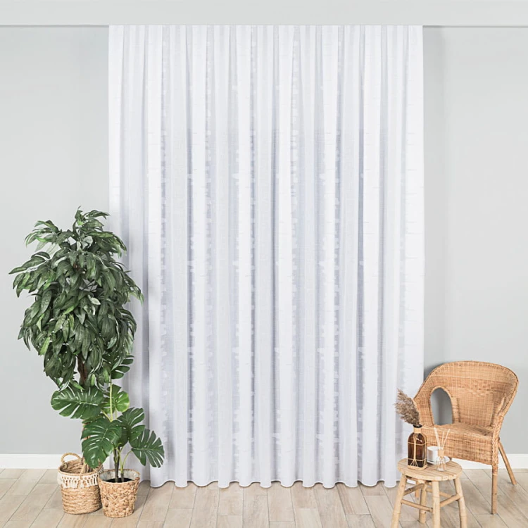 Firanka fantazyjna ze wzorem po całości z ołowianką, wysokość 300cm, kolor biały