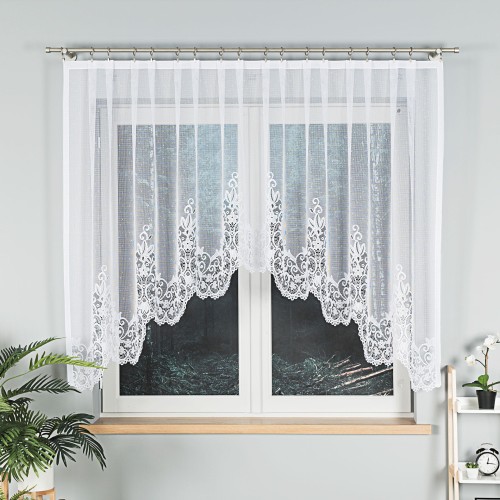 BERENIKA Firanka żakardowa gotowa, szerokość 300 x wysokość 140cm, kolor biały