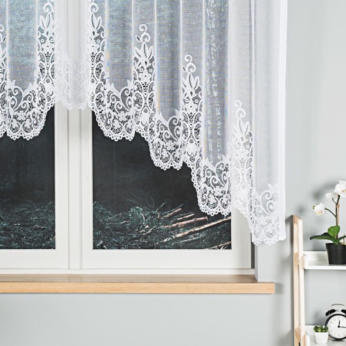 BERENIKA Firanka żakardowa gotowa, szerokość 300 x wysokość 140cm, kolor biały