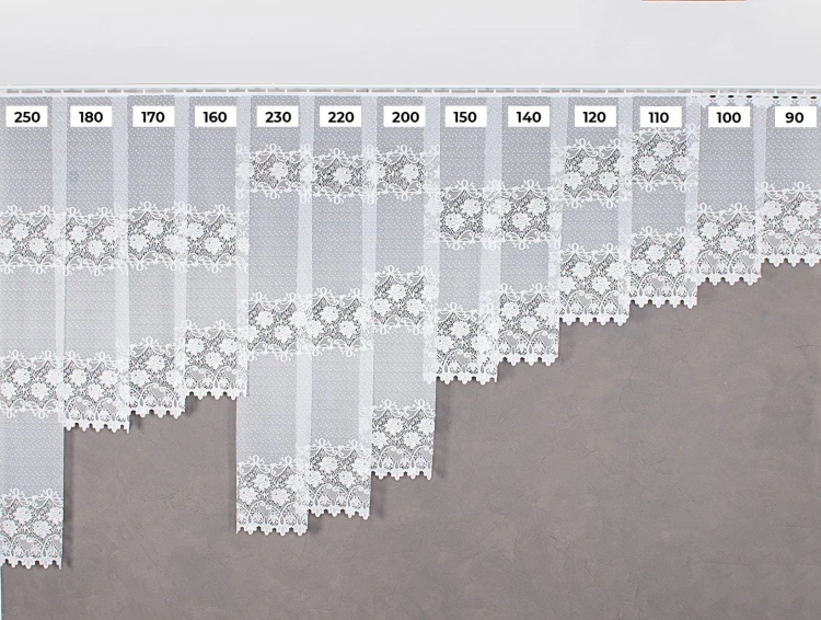 Firanka żakardowa ze wzorem pasowym, wysokość 230cm, kolor 001 biały 017480/000/001/000230/1
