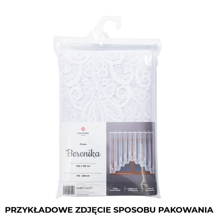 BERENIKA Firanka żakardowa gotowa, szerokość 300 x wysokość 140cm, kolor biały