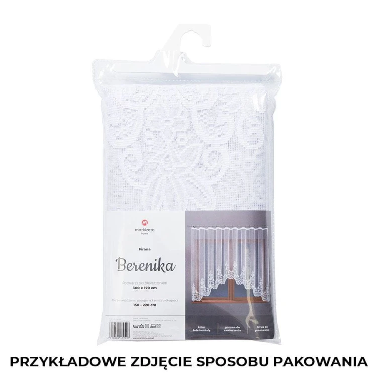 BERENIKA Firanka żakardowa gotowa, szerokość 300 x wysokość 140cm, kolor biały