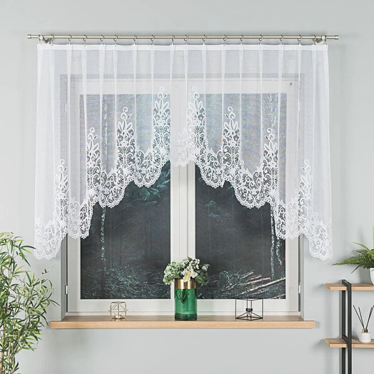 BERENIKA Firanka żakardowa gotowa, szerokość 330 x wysokość 120cm, kolor biały