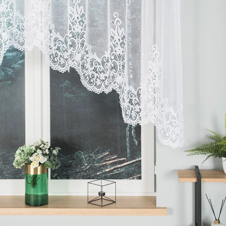 BERENIKA Firanka żakardowa gotowa, szerokość 330 x wysokość 120cm, kolor biały