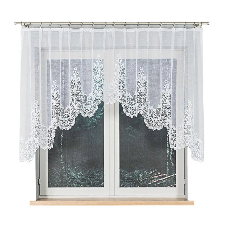 BERENIKA Firanka żakardowa gotowa, szerokość 330 x wysokość 120cm, kolor biały