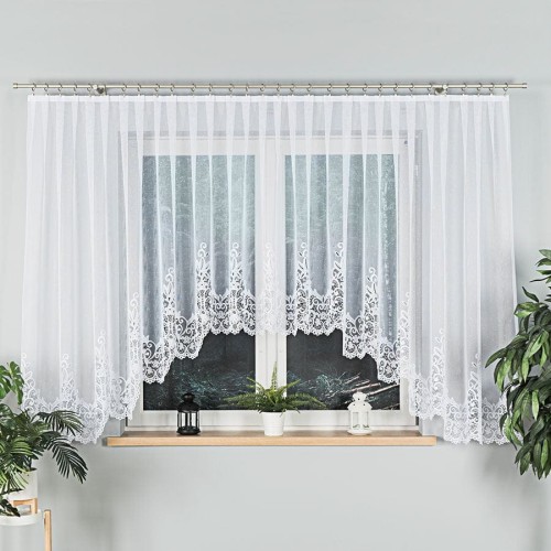 BERENIKA Firanka żakardowa gotowa, szerokość 530 x wysokość 160cm, kolor biały