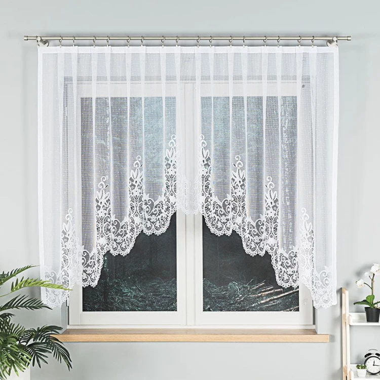 BERENIKA Firanka żakardowa gotowa, szerokość 330 x wysokość 140cm, kolor biały
