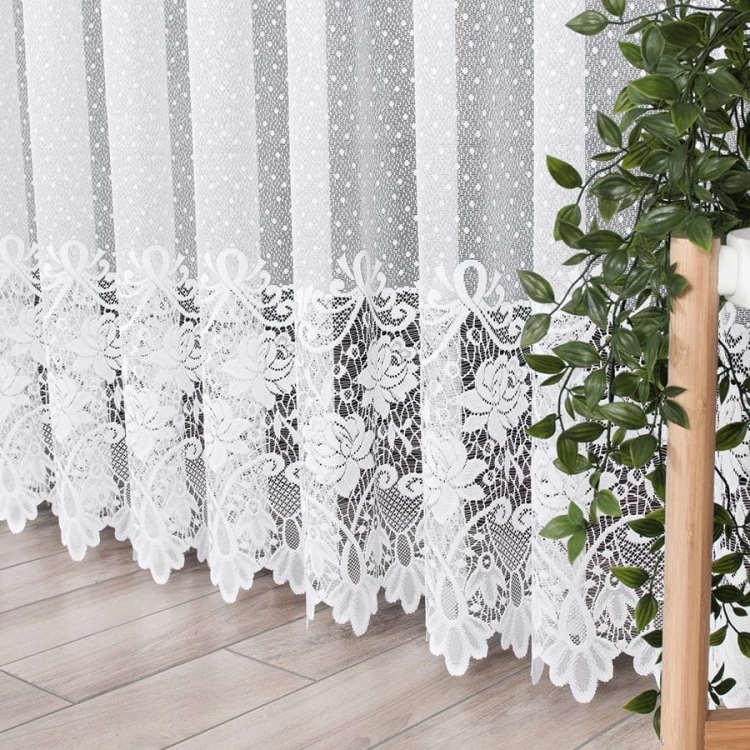 Firanka żakardowa ze wzorem pasowym, wysokość 230cm, kolor 001 biały 017480/000/001/000230/1