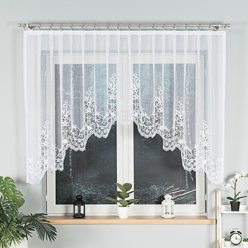 BERENIKA Firanka żakardowa gotowa, szerokość 330 x wysokośc 130cm, kolor biały