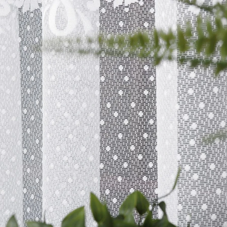 Firanka żakardowa ze wzorem pasowym, wysokość 230cm, kolor 001 biały 017480/000/001/000230/1