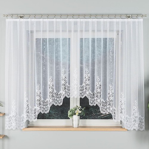 BERENIKA Firanka żakardowa gotowa, szerokość 430 x wysokość 160cm, kolor biały