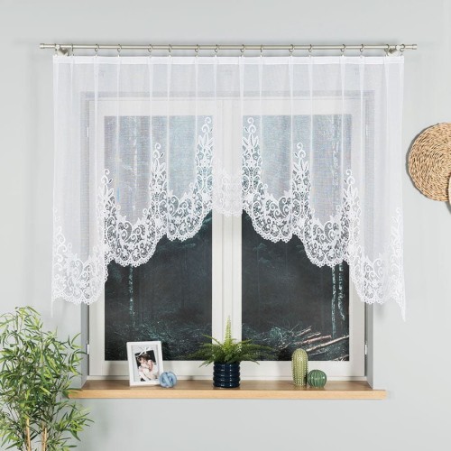 BERENIKA Firanka żakardowa gotowa, szerokość 250 x wysokość 120cm, kolor biały