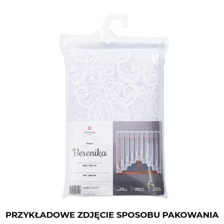 BERENIKA Firanka żakardowa gotowa, szerokość 250 x wysokość 120cm, kolor biały