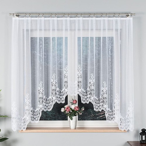 BERENIKA Firanka żakardowa gotowa, szerokość 300 x wysokość 160cm, kolor biały